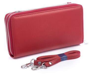 Duża portmonetka damska z paskiem na ramię czerwona Jennifer Jones - obrazek 3