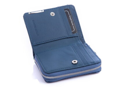 Mały portfel damski niebieski lakierowany z suwakiem Jennifer Jones - obrazek 4