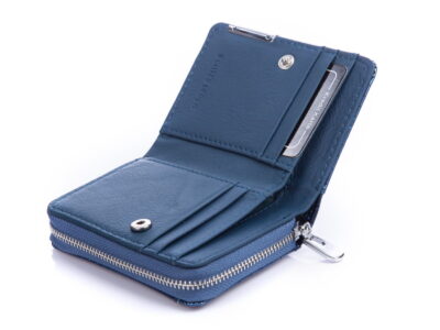 Mały portfel damski niebieski lakierowany z suwakiem Jennifer Jones - obrazek 5