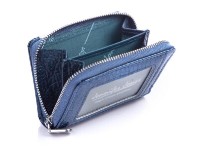 Mały portfel damski niebieski lakierowany z suwakiem Jennifer Jones - obrazek 6