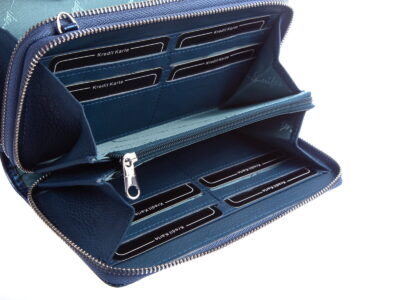 Portfel damski z paskiem na ramię niebieski lakier Jennifer Jones - obrazek 4