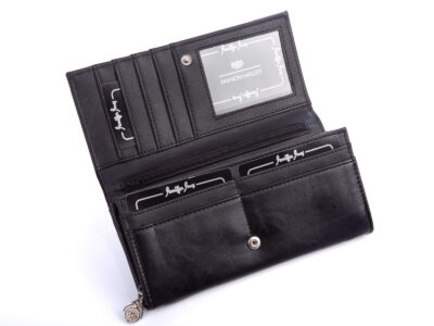 Poziomy duży portfel damski Jennifer Jones czarny - obrazek 3