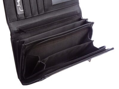 Poziomy duży portfel damski Jennifer Jones czarny - obrazek 4