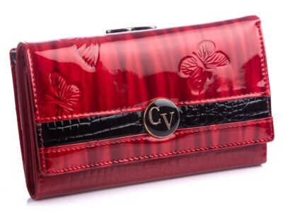 Cavaldi portfel damski w motylki z czarnym paskiem z przodu