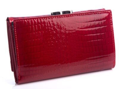 Portfel damski czerwony z czarnym w motyle Cavaldi - obrazek 2