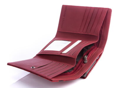 Portfel damski czerwony z czarnym w motyle Cavaldi - obrazek 6