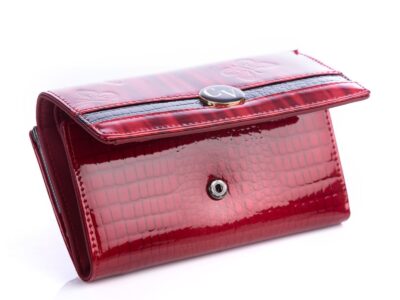 Portfel damski czerwony z czarnym w motyle Cavaldi - obrazek 8