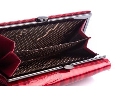 Portfel damski czerwony z czarnym w motyle Cavaldi - obrazek 9