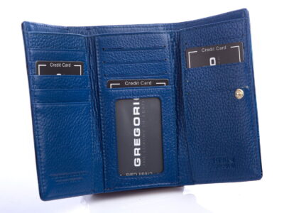 Niebieski portfel damski w motylki lakierowany z biglem Gregorio - obrazek 4