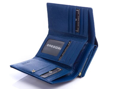 Niebieski portfel damski w motylki lakierowany z biglem Gregorio - obrazek 5