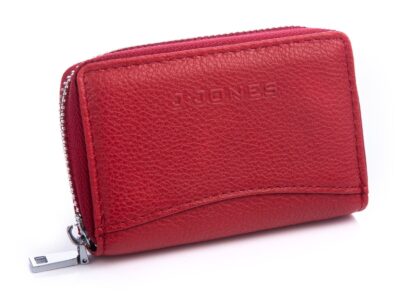 Czerwone etui na karty RFID skórzane