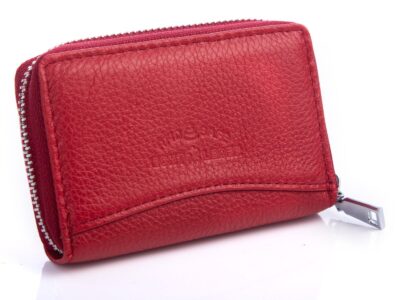 Wizytownik skórzany zapinany na zamek czerwony J Jones - obrazek 2