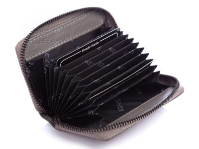 Etui na karty płatnicze z ochroną RFID szare skórzane J Jones - obrazek 3