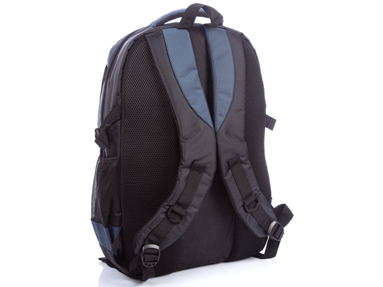 Tył granatowego plecaka sportowego Bag Street z wyściełanymi szelkami i siateczką