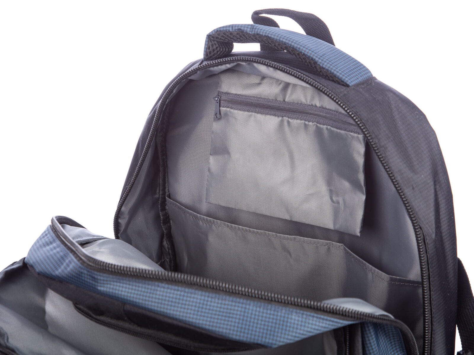 Otwarty granatowy plecak sportowy Bag Street z kieszenią i trzema komorami￼
