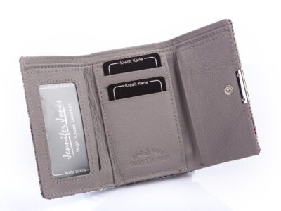 Srebrny portfel damski z czerwonymi i niebieskimi kropkami Jennifer Jones - obrazek 5