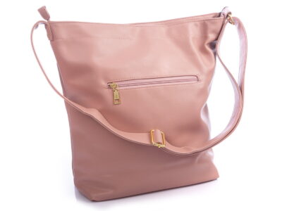 Torebka damska na ramię worek A4 łososiowy róż Jennifer Jones - obrazek 3