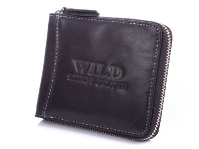 Średni portfel męski zapinany na metalowy zamek błyskawiczny czarny WILD - obrazek 3