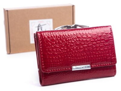 Średni czerwony portfel damski Jennifer Jones 5282 w pudełku RFID