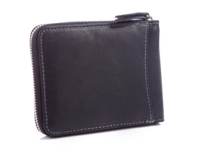 Średni portfel męski zapinany na metalowy zamek błyskawiczny czarny WILD - obrazek 2