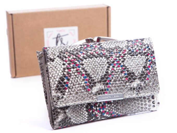 Srebrny portfel damski Jennifer Jones 5282 w pudełku