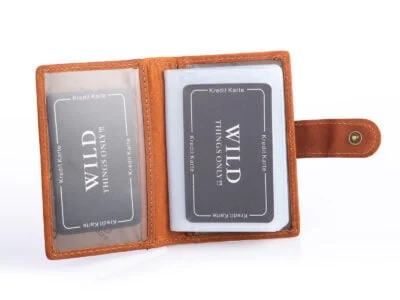 Skórzane etui męskie na karty jasnobrązowe WILD - obrazek 3