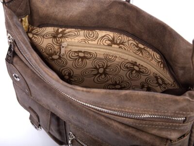 Poszerzana brązowa torba damska z dużą ilością kieszonek Jennifer Jones - obrazek 5