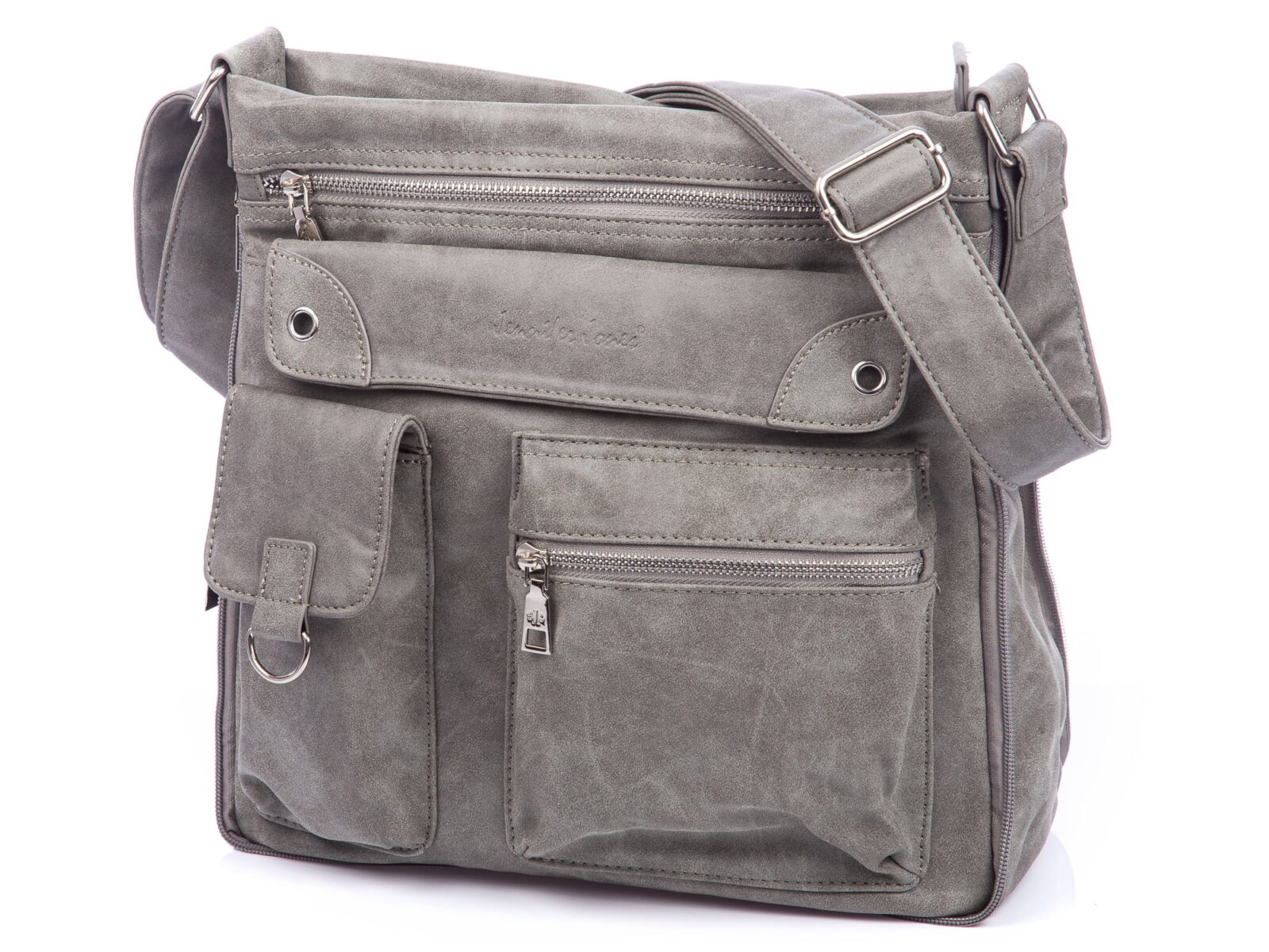 Szara poszerzana torba damska z eko skóry Jennifer Jones