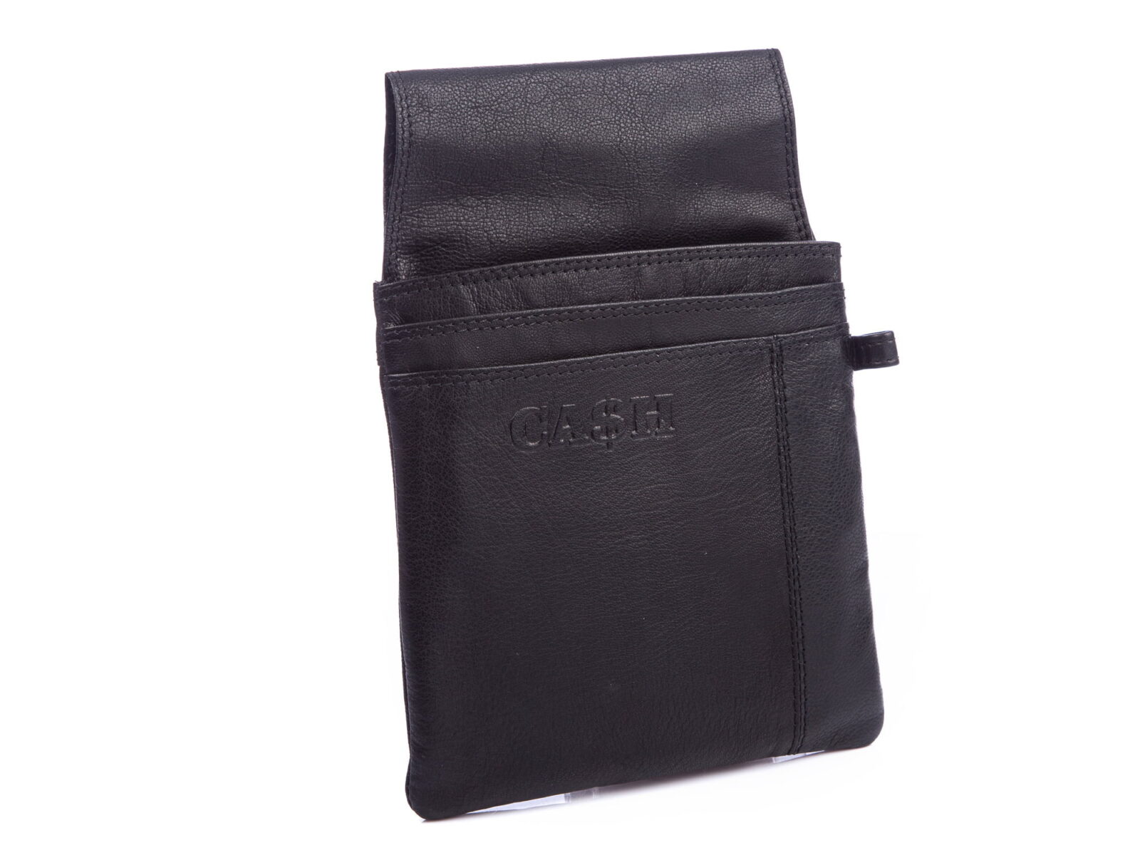 Czarna lekka skórzana kabura na portfel kelnerski CASH