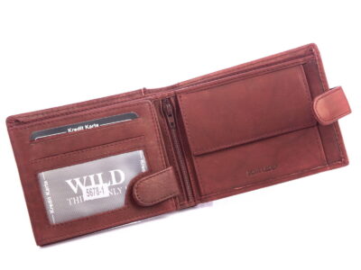 Portfel męski poziomy skórzany z zapięciem ciemny brąz WILD - obrazek 3