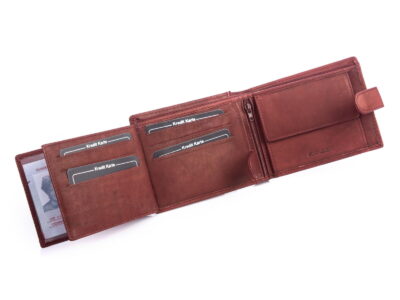 Portfel męski poziomy skórzany z zapięciem ciemny brąz WILD - obrazek 5