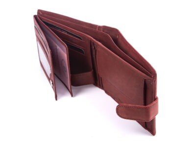 Portfel męski poziomy skórzany z zapięciem ciemny brąz WILD - obrazek 6