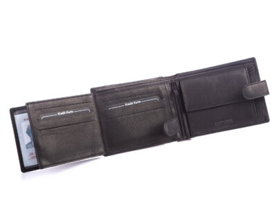 Portfel męski poziomy skórzany z zapięciem czarny WILD - obrazek 5