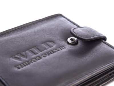 Portfel męski poziomy skórzany z zapięciem czarny WILD - obrazek 7