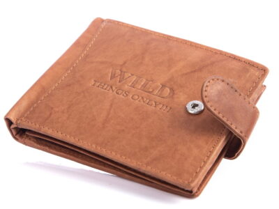 Portfel męski poziomy skórzany z zapięciem beżowy WILD - obrazek 3