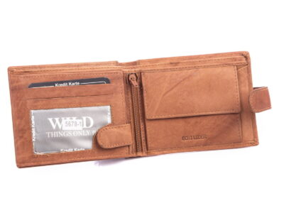 Portfel męski poziomy skórzany z zapięciem beżowy WILD - obrazek 4