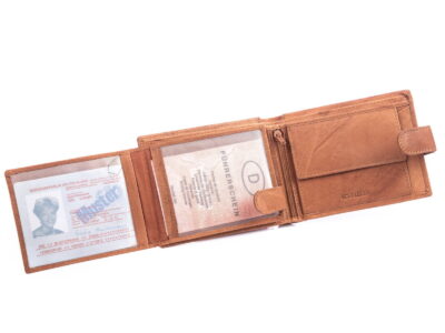 Portfel męski poziomy skórzany z zapięciem beżowy WILD - obrazek 5