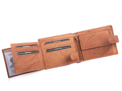 Portfel męski poziomy skórzany z zapięciem beżowy WILD - obrazek 6