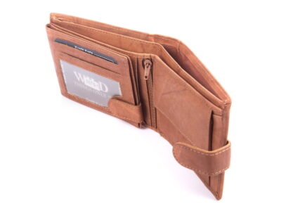 Portfel męski poziomy skórzany z zapięciem beżowy WILD - obrazek 7