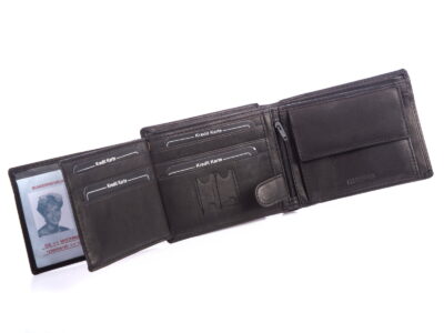 Portfel męski poziomy ze skóry naturalnej czarny WILD - obrazek 5