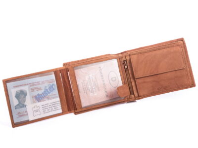 Portfel męski poziomy ze skóry naturalnej jasnobrązowy WILD - obrazek 4