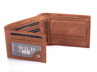 Portfel męski poziomy ze skóry naturalnej jasnobrązowy WILD - obrazek 6