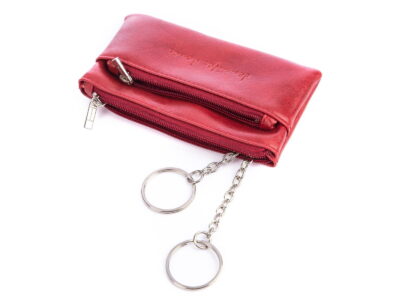Saszetka na klucze zapinana na zamek skóry czerwona Jennifer Jones - obrazek 4