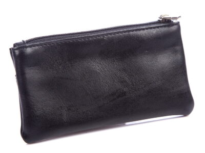 Saszetka na klucze zapinana na zamek skóry czarna Jennifer Jones - obrazek 2