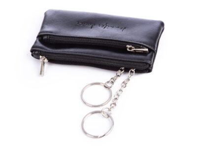 Saszetka na klucze zapinana na zamek skóry czarna Jennifer Jones - obrazek 3