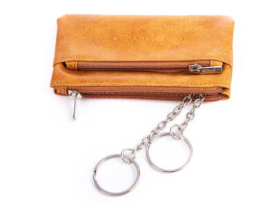 Saszetka na klucze zapinana na zamek skóry musztardowa Jennifer Jones - obrazek 3