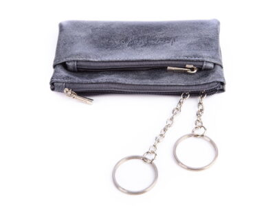 Saszetka na klucze zapinana na zamek skóry szara Jennifer Jones - obrazek 3