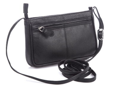 Mała czarna skórzana torebka wieczorowa Jennifer Jones - obrazek 3