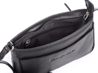 Mała czarna skórzana torebka wieczorowa Jennifer Jones - obrazek 6