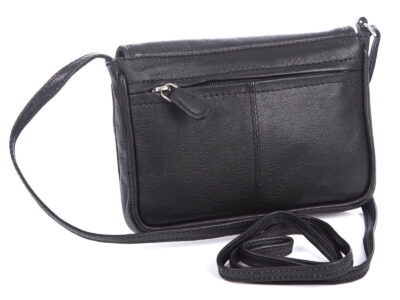 Mała czarna skórzana torebka damska z klapką Jennifer Jones - obrazek 2